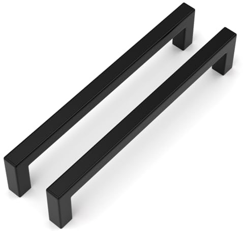 Goldenwarm 12 Stück Schrankgriffe Schwarz 160mm Löcherabstand Küchengriffe Möbelgriffe Schwarz Griffe Küche Schubladengriffe Griffe für küchenschränke Edelstahl