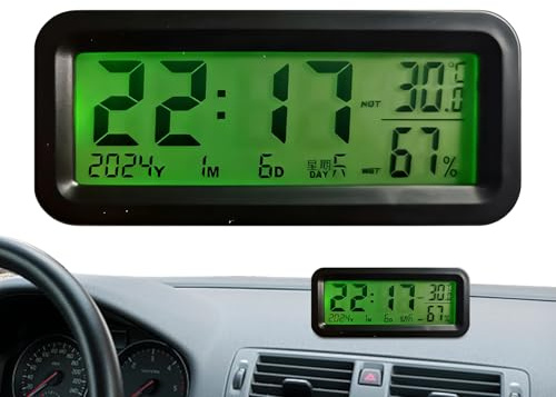Reloj de Salpicadero | Pequeño Monitor De Humedad LED,Reloj De Salpicadero De Coche Con Retroiluminación Automática - Para Camión Auto Scooter Sedán Pickup SUV Consola Ventilación Conducción