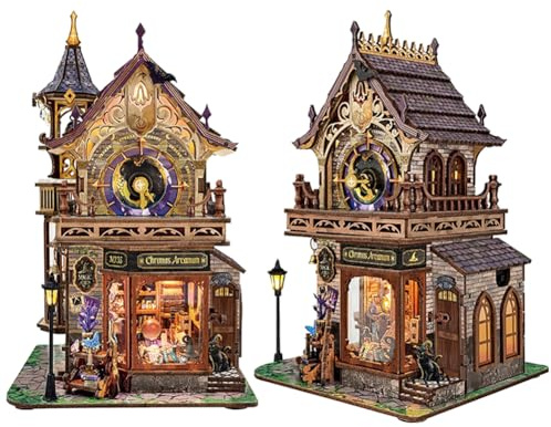 TOPBSFARNY DIY Book Nook Kit mit LED-Licht, Vintage Uhr Thema Holz 3D Miniatur Puzzle, dekorative Buchecke für Erwachsene und Jugendliche