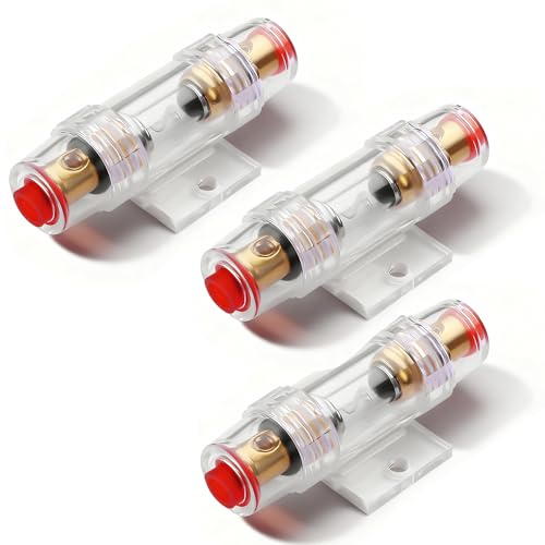 CERRXIAN 3-teiliger 60-A-Inline-AGU-Sicherungshalter, 4-8 Gauge AWG, 60 Ampere AGU-Sicherheitssicherung, vergoldetes Glas, für Kfz-Stromversorgungen, Car-Audio-Verstärker usw