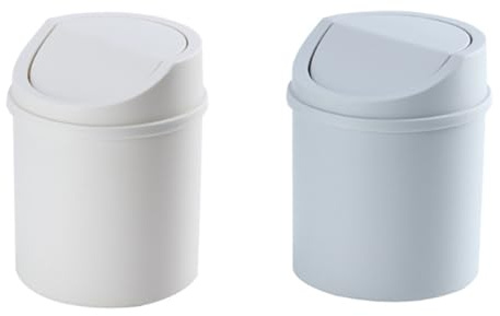 Sewroro Set 2 Mini Cestini per Rifiuti da Tavolo con Coperchio a Ribalta Contenitori per Rifiuti in Plastica Riciclabile per Scrivania Cucina e Camera da Letto