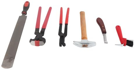 KIMISS Set Professionale di Strumenti per Tagliare Gli Zoccoli da Maniscalco - Set da 6 Pezzi con Pinze per Ferri di Cavallo e Strumenti per Tagliare Le Unghie Cura Ottimale del Cavallo