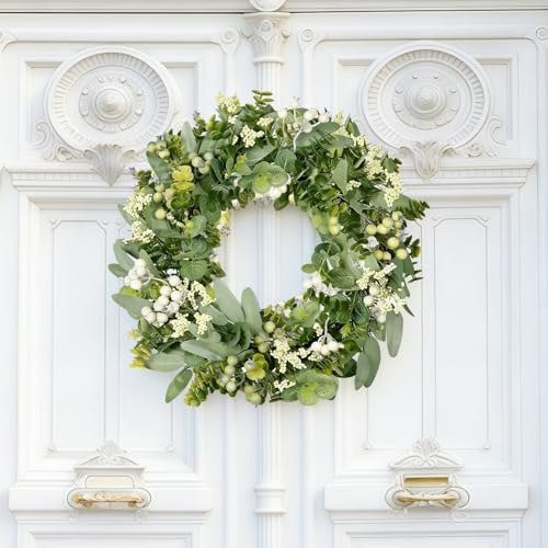 Corona de Primavera, Corona de eucalipto de 46 cm para la Puerta de Entrada, Corona de Primavera para Entrada, para Puerta de Entrada, hogar, para Pared, Puerta, Ventana