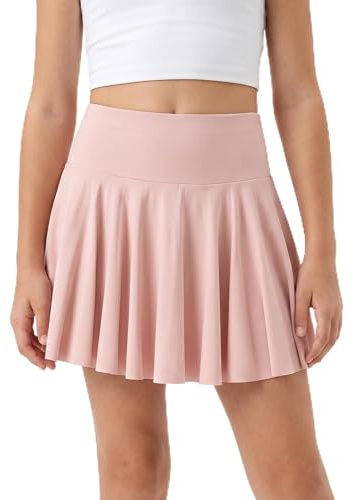 KIDDLETOWN Tennis Skirt with Shorts, High-Waisted Skort with Pockets, Girls Pleated Sports Skort School Skirt, Mini Summer Children Golf Skorts for Girls 7-14 Years