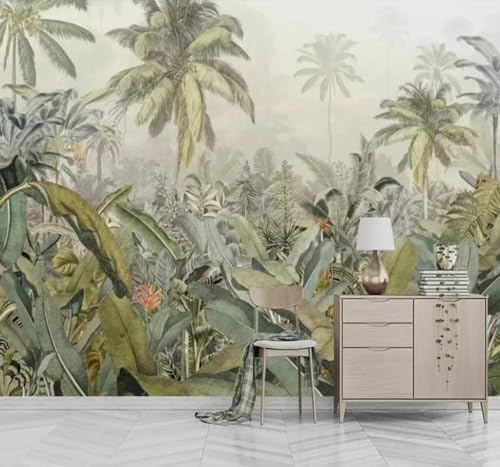 XLMING Rétro Tridimensionnel Vert Tropical Forêt 3D Papier Peint Premium Texturé Soie Bureau Salle à Manger Salon Chambre Coucher Canapé TV Mur-150cm×105cm