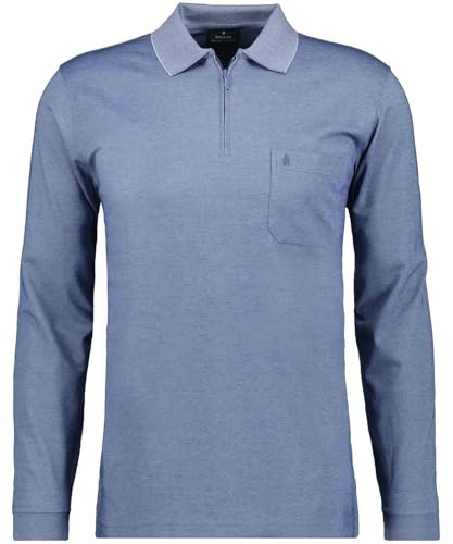 RAGMAN Herren Softknit-Poloshirt Langarm mit Zip Taube-073, L