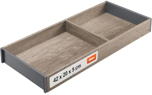 Blum AMBIA-LINE Schubladen-Organizer Holzdekor 42×20×5 cm | Nebraska Eiche | Antirutsch-Füße – sicherer Halt ohne Kleben | Besteckeinsatz & Trenner aus Holzdekor | Für Küche, Bad & Kleiderschrank