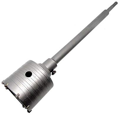 Gloriashoponline FRESA CAROTATRICE A TAZZA 90 MM PER MURO CEMENTO ASTA PROLUNGA 60 CM PER TRAPANO ATTACCO SDS-PLUS