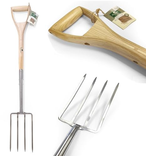 Greenman Digging Fork Stainless Steel Heavy Duty Ash Handled 102cm (42)