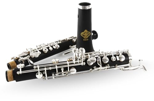 Rochix - Oboe Children Level CH13 - Cuerpo de madera compuesta, tono C semiautomático bañado en plata con 1 hoja, 1 paño de limpieza, 1 hisopo de oboe, 1 reposamuñecas, 1 funda y más