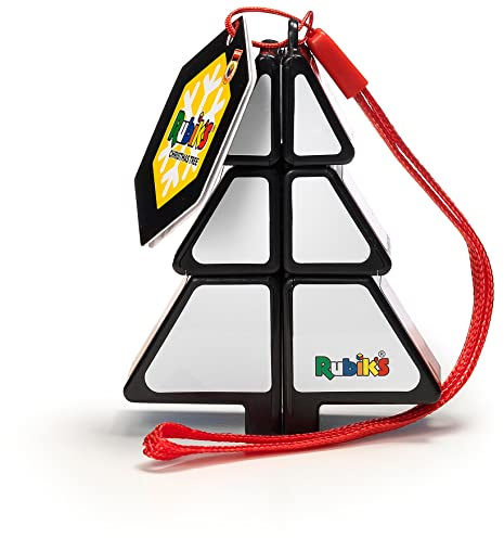 RUBIK'S Julgranskub - Rubik's vuxen och barn pussel spel - minipussel nyckelring storlek 1 x 2 x 3 jultema - julgransprydnad - problemlösning - leksak för barn 8 år och uppåt
