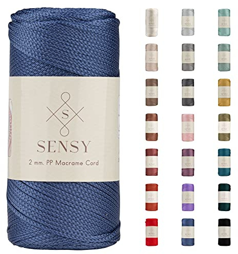 S Sensy - Jeansblau 2MM Premium Polypropylen Makramee-Kordel, 200g, 230m