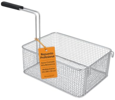 RO Linea Blanc® Panier friteuse 215 x 290 x 120 mm Acier chromé Remplacement Compatible avec Elframo Giga Komel Whirlpool Hôtellerie professionnelle pour friteuses à gaz électriques universel