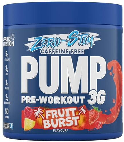 Applied Nutrition Pump Zero Pre Workout - Zero Stim, Caffeine Free, Energy & Performance (375g - 25 Servings) (Fruit Burst)