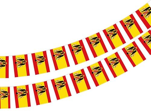 Pandiui23 Bandiera Spagna 40 unità Bandiera Spagna, Ghirlanda Spagna 11,4 M, Gagliardetti Spagna, Bandiera Aquila San Juan 14 x 21 cm per Decorazioni Bar da Giardino