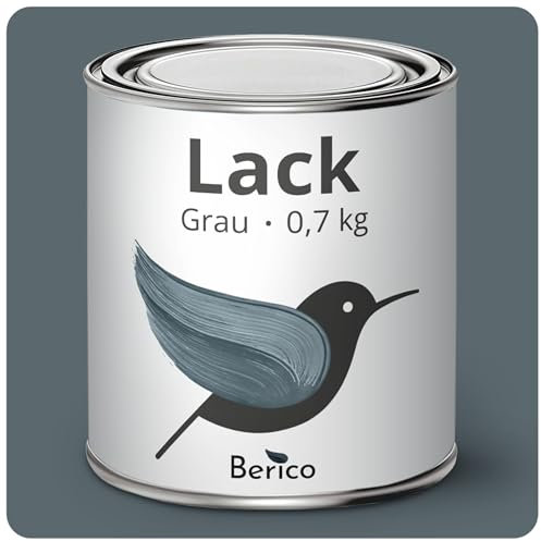 Berico Acryllack - Grau - 0,7 Kg - 4in1 Lack Buntlack Möbelfarbe Möbellack - Für Innen und Außen - Holz, Möbel, Metall & Fliesen