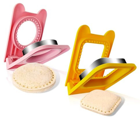 Taglierina e sigillatrice per sandwich, 2 in 1, tagliapasta e sigillante, per panini tascabili, per bambini e pranzi divertenti (quadrato + rotondo)