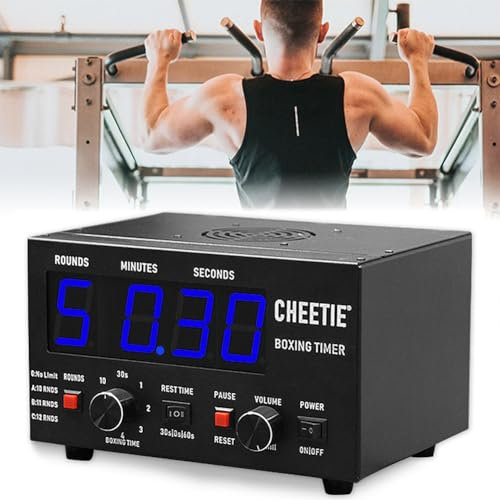 Minuteur de boxe rond avec barre de progression du temps – Minuteur de gym portable, temps d'entraînement sélectionnable / répétitions de cycle, minuterie d'intervalle de gym réglable