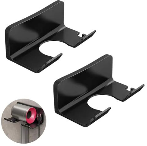 JDCMEI 2 Pieza Soporte para Secador de Pelo, Soporte para Secador de Pelo sin Taladros, Secador de Pelo de Montaje en Pared, Soporte Universal para la Mayoría de los Secadores de Pelo