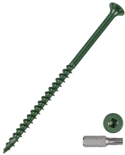METALLIXITY Deck Screws (#10x4) 150Pcs, Carbon Steel Wood Screw Decking Screws Epoxy Coated with T25 Torx Drive Head - for Wood Fence, Table, Chairs, Green