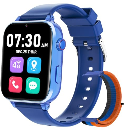 Xipax Kids Smartwatch for Boys Girls with GPS Tracker 4G LTE Calling & Real-Time Location Tracking, Kids Watch with Video Chat, Camera, Games, SOS Call Watch for Children Age 3-15 (Blue)