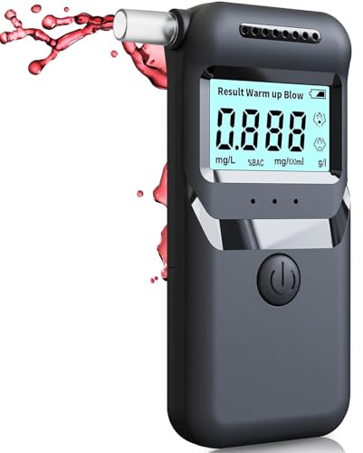 Hazxh Alcoholimetro Homologado Electrónico Profesional, Alcolimetro Digital Preciso con Boquillas, Alcoholímetro Personal para Uso Doméstico y Profesional con Pantalla LED y Aviso de Voz