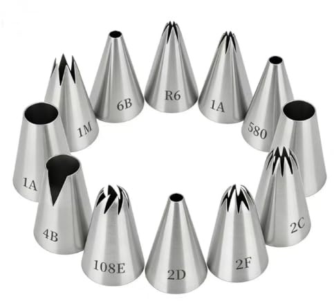 YEDPGUE 10 Pezzi Grande Bocchette Stella Decorative per Pasticceria Beccucci in Acciaio per Cupcake ， per Decorare Cupcakes, Torte, Zeppole, Biscotti, Pasticceria