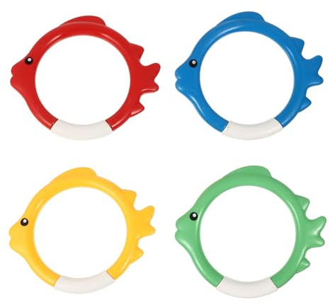 Homoyoyo Lot de 4 Anneaux de Plongée pour Garçon et Filles, de Piscine D'été Coloré, Petit Anneau Ludique en Plastique, pour Baignade et Apprentissage Natation en Extérieur