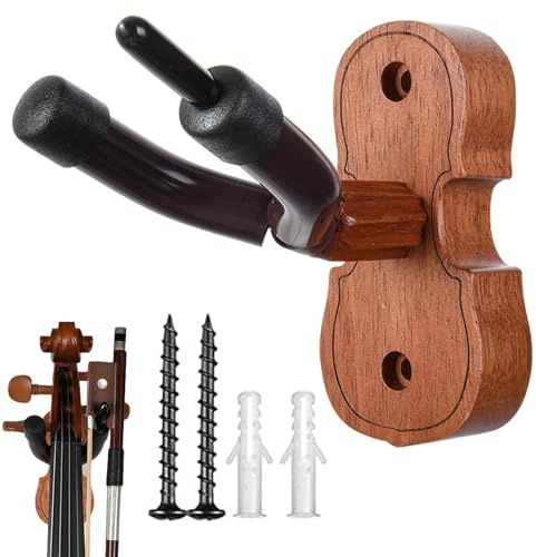 Gancio da Muro per Chitarra - Ganci per Chitarra per Violino, Violino e Ukulele, Robusti e Portanti, con Protezione in Morbido Silicone, Gancio in Mogano | Supporto per strumenti a corda: per esposizi