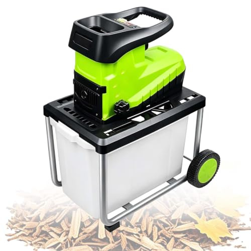 EXSHUING Broyeur De Bois Électrique 2800 W Avec Sac De Collecte ; Capacité 60 L ; Coupe Jusqu'À 4,5 Cm De Diamètre ; Double Goulotte D'alimentation ; Lames Réversibles ; Pour Compost Et Entretien