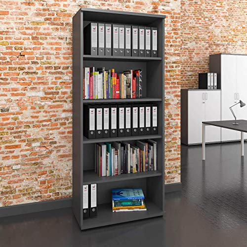 Profi Bücherregal 5OH Regal Standregal Holzregal Wandregal Schrank Büro Weiß