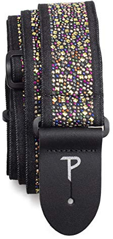 Perri's Leathers Ltd. - Gitarrrem - Nylon - Jacquard - Flerfärgad Strass - Svart - Justerbar - För Akustiska/Elgitarrer - Tillverkad i Kanada (TWSR-7108)