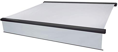 Mendler Elektrische Markise T124 4x3m - Acryl Creme, anthrazit | Vollkassetten-Markise, ausfahrbarer Volant