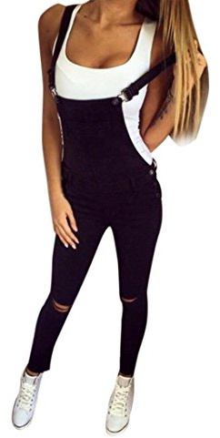 URSING_Damen Jeans-Latzhose Klassisch Retro Latzjeans Röhrenjeans Jeans Hosenträgern Overall,Jeanshose mit Latz Damenlatzhose Latzskinny Röhrenhose Sommerhose Spielanzug (S(Asian S=EU XS), Schwarz)