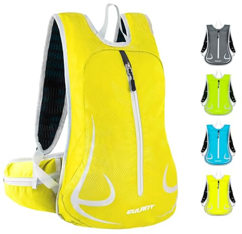 EULANT Wasserdicht Laufrucksack 15L,Klein Skirucksack,Kleiner Wanderrucksack,Fahrrad Rucksack,Leicht Sport Rucksack für Skifahren Camping Bergsteigen Radfahren Joggen Einkaufen Schule, Gelb