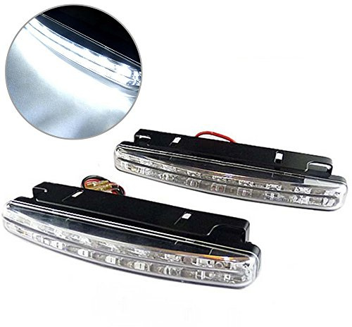 Car Daytime Running Light DRL Lamps, White 8 LED DRL Daylight Lamp Car Fog Day Driving Lamp, 2Pcs