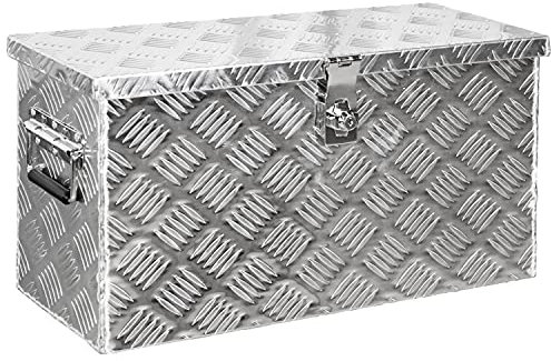 Box Anhänger Kiste Alu mit Deckel Alubox Transportbox Truckbox Deichselbox PKW Zubehör Werkzeugbox Aluminium Anhängerbox Aufbewahrungsbox D40 mit Schloss V2Aox