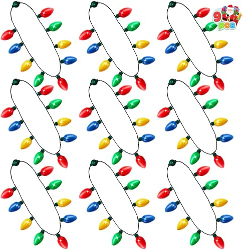 JOYIN 9 Packs Christmas Necklace LED Light Up Necklaces 9 Bulbs LED Holiday Party Favor Costume Accessories for Christmas Xmas Favor Party Supply