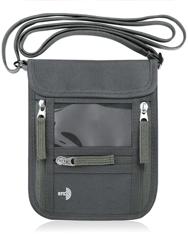 WALNEW Neck Wallet Travel Neck Pouch Passport Holder with RFID Blocking for Women & Men – Hidden Security Organizer Bag to Hold Cell Phone, Credit Cards, Cash and Travel Document