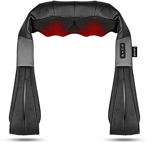 VOYOR-HEALTH Nackenmassagegerät mit Wärme, Massagegerät Nacken Schulter Shiatsu Elektrisch mit 4D-Knetmassage für Schulter, Rücken, Nacken und Ganzkörper-Muskelschmerzlinderung (Schwarz)