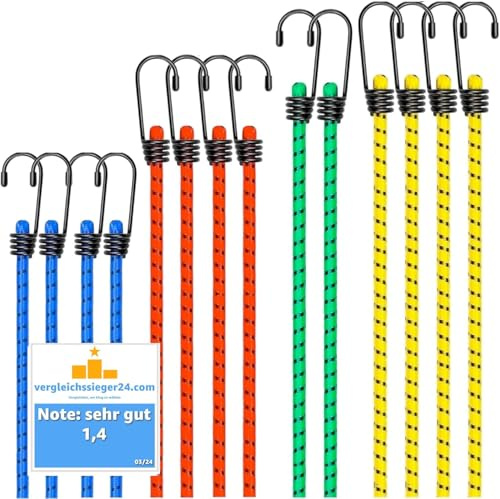 100x Expander mit Haken - Extra Starke Spanngummis - Gepäckspanner zur Befestigung - Spanngurte zur Ladungssicherung bei Transport - Autozubehör