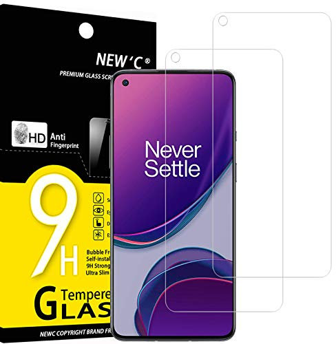 NEW'C 2 Stück für OnePlus 8T für Panzerglas, Frei von Kratzern, 9H Härte, HD Displayschutzfolie, 0.33mm Ultra-klar, Ultrabeständig