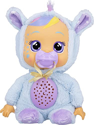 CRY BABIES Goodnight Starry Sky Jenna | Interaktive Baby Puppe für die Schlafenszeit mit LED-Tränen und Sternenlichter-Projektion als Nachtlicht – Spielzeug für Jungen und Mädchen