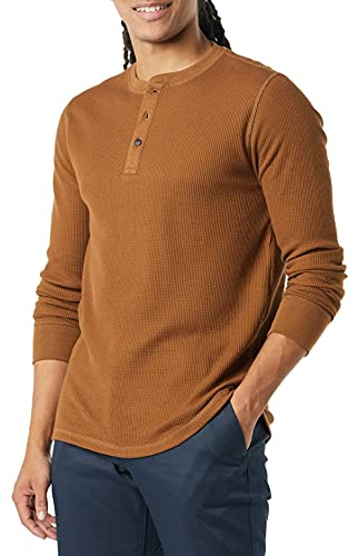 Amazon Essentials herr Regular-Fit långärmad våffla Henley-skjorta