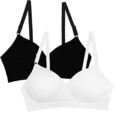 Fruit of the Loom Women's Seamless Wire Free Push-up Bra, Black Hue/White 2-Pack, 42B