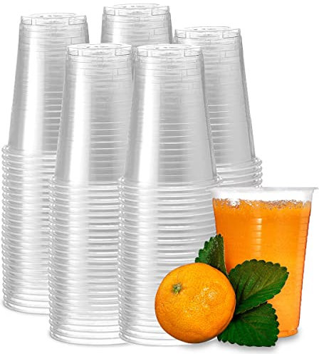 Vasos de Plástico Desechables de Polipropileno, Transparente Ecológico y Reutilizable para Servir Bebidas Calientes y Frías, Adecuado para Hogar y Oficina - 200 ml, 100 Unidades