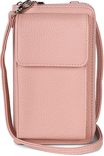 styleBREAKER Damen Mini Umhängetasche Handyfach RFID | 19x11x5,5 cm Crossbody-Bag, 8 Steckplätze für Bankkarten, 3 große Fächer, Münz-Zipper, 71-128 cm Gurt, für 6,5 Zoll.