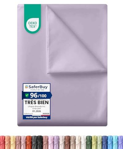 Utopia Bedding - Bettlaken ohne Gummizug - 225x255cm - Lavendel | Oeko-TEX Zertifiziert - Weich Gebürstetes Polyester - Mikrofaser Flaches Laken
