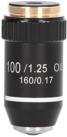 Lentille D'objectif de Microscope Optique 100X, Interface Standard DIN 160 20,2 Mm, Lentille D'objectifs Achromatiques de Microscope Biologique, Lentille D'objectif de Qualité Laboratoire pour Microsc