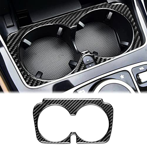 KUNGKIC Kohlefaser Auto Tassenhalter Getränkehalter Rahmen Abdeckung Innenbereich Dekorative Aufkleber Compatible with Mercedes Benz W205 C-Klasse C180 C200 C300 GLC Zubehör